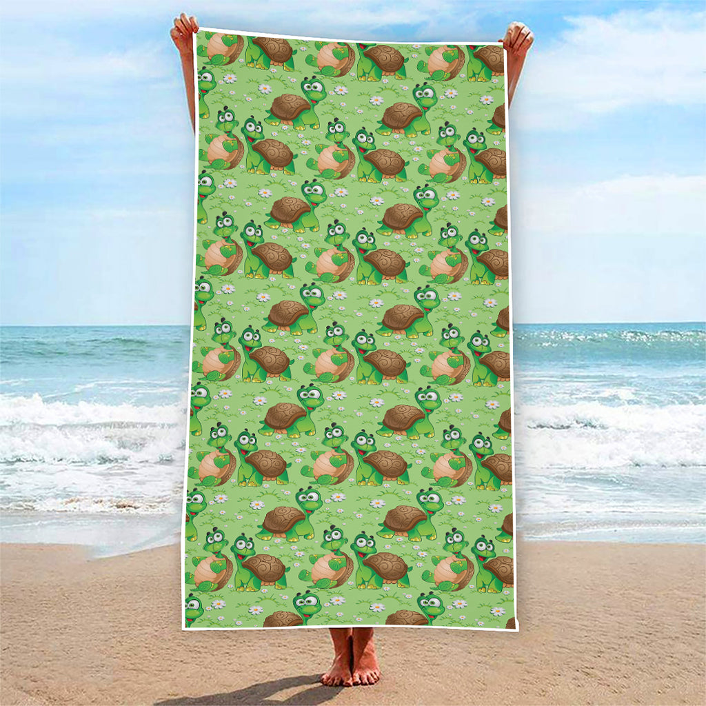 Cartoon Turtle Pattern Print Beach Towel