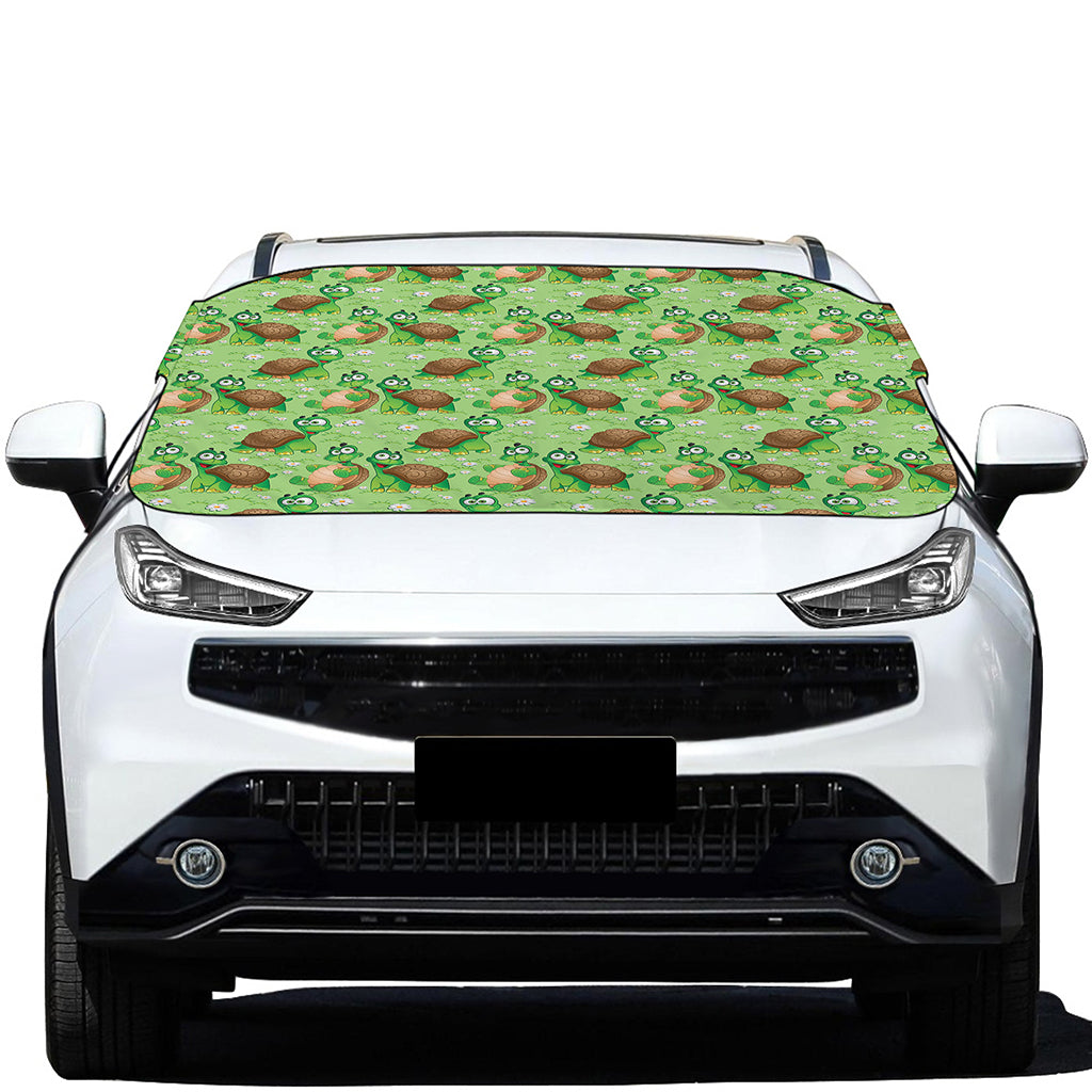 Cartoon Turtle Pattern Print Car Windshield Snow Cover