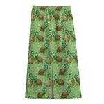 Cartoon Turtle Pattern Print Cotton Front Slit Maxi Skirt