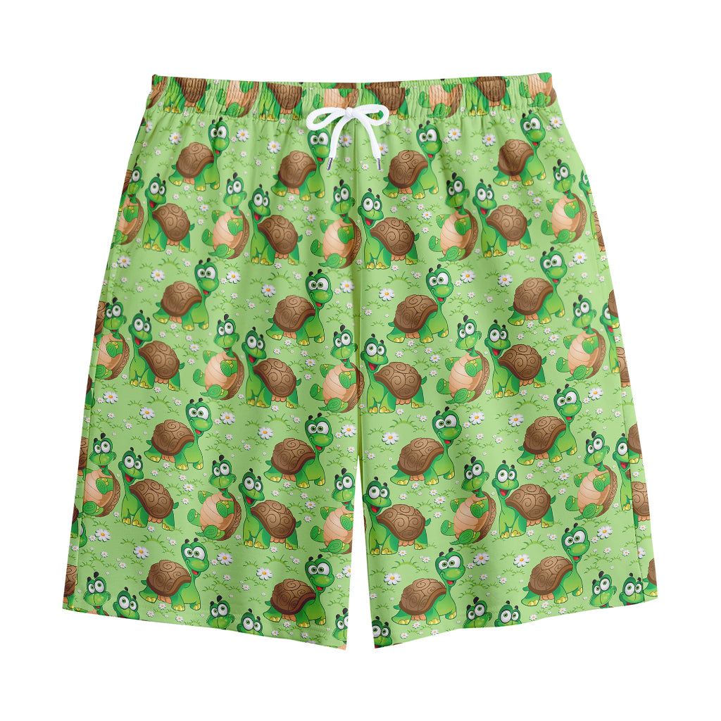 Cartoon Turtle Pattern Print Cotton Shorts