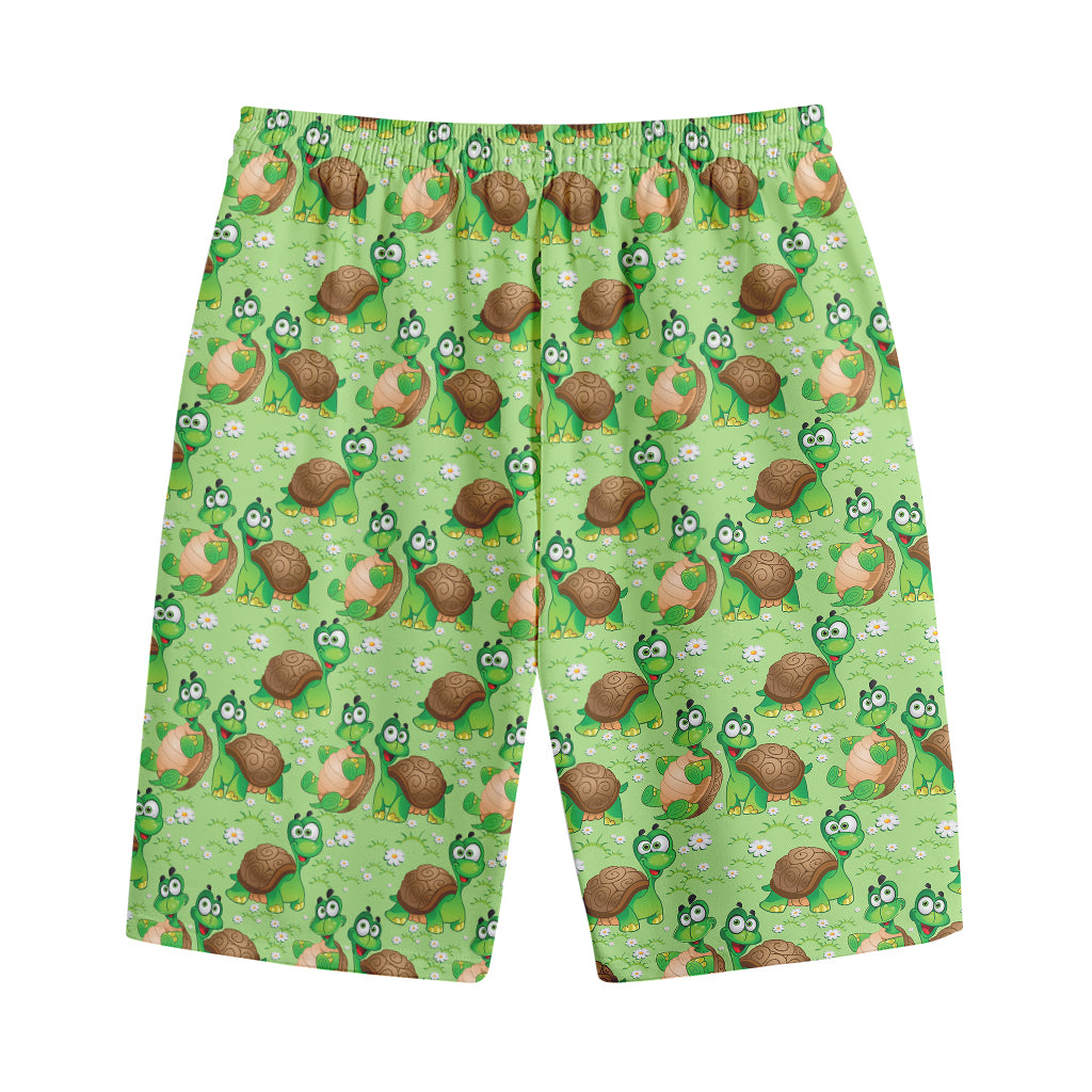Cartoon Turtle Pattern Print Cotton Shorts