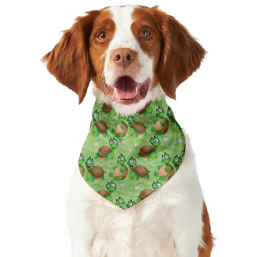 Cartoon Turtle Pattern Print Dog Bandana