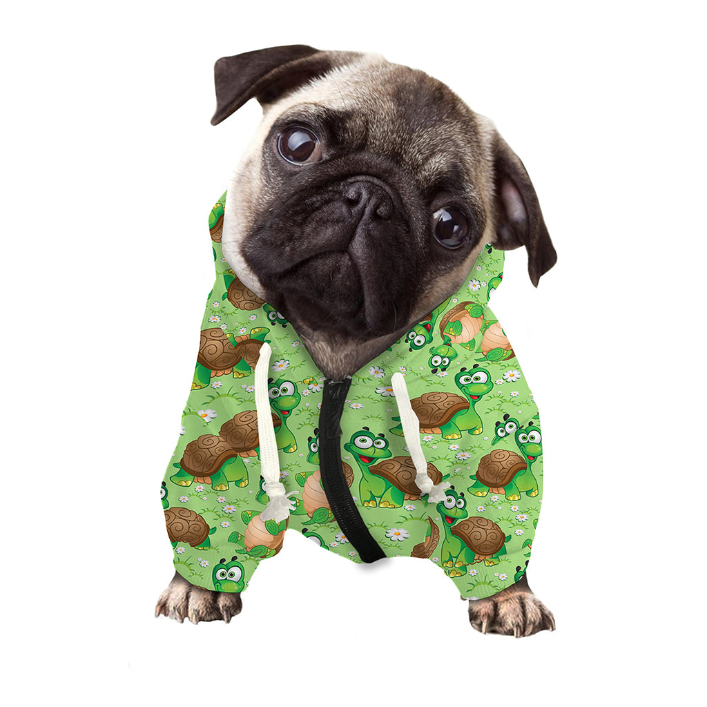Cartoon Turtle Pattern Print Dog Zip Up Hoodie