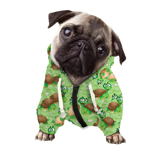 Cartoon Turtle Pattern Print Dog Zip Up Hoodie