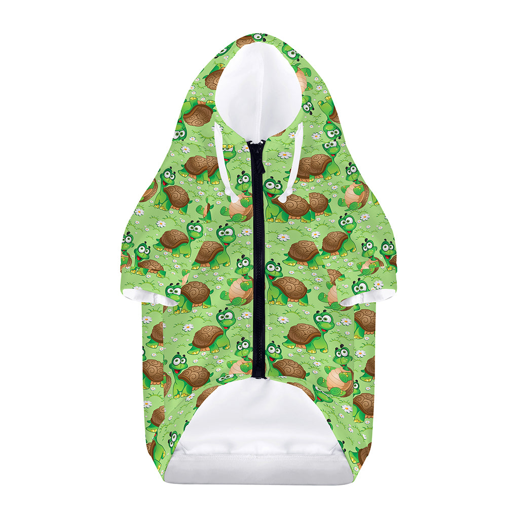 Cartoon Turtle Pattern Print Dog Zip Up Hoodie