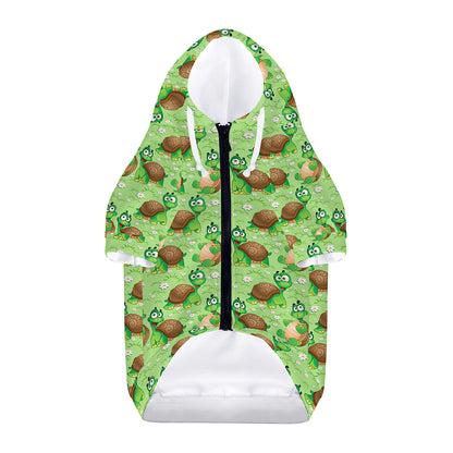 Cartoon Turtle Pattern Print Dog Zip Up Hoodie
