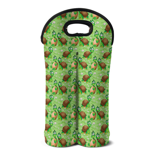 Cartoon Turtle Pattern Print Double Neoprene Wine Tote