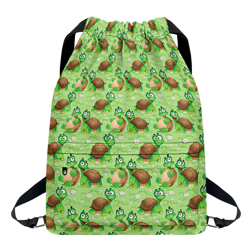 Cartoon Turtle Pattern Print Drawstring Backpack