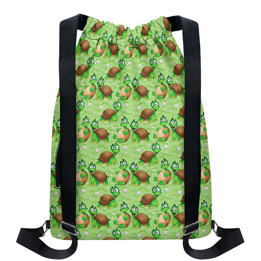 Cartoon Turtle Pattern Print Drawstring Backpack