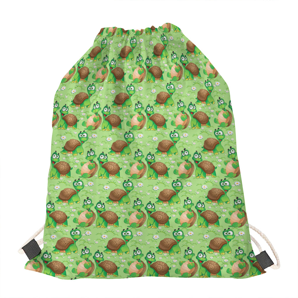 Cartoon Turtle Pattern Print Drawstring Bag