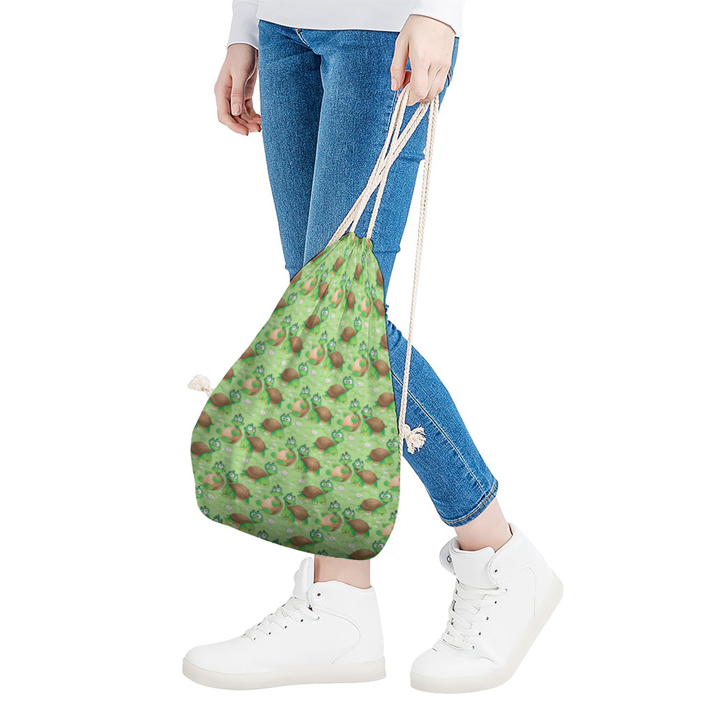 Cartoon Turtle Pattern Print Drawstring Bag
