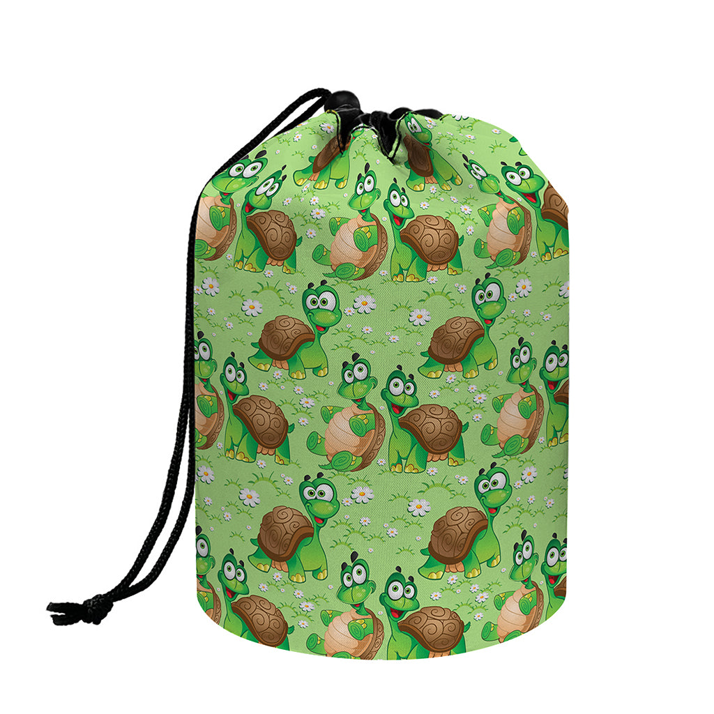 Cartoon Turtle Pattern Print Drawstring Makeup Bag