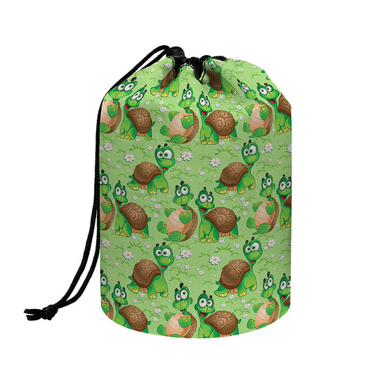Cartoon Turtle Pattern Print Drawstring Makeup Bag