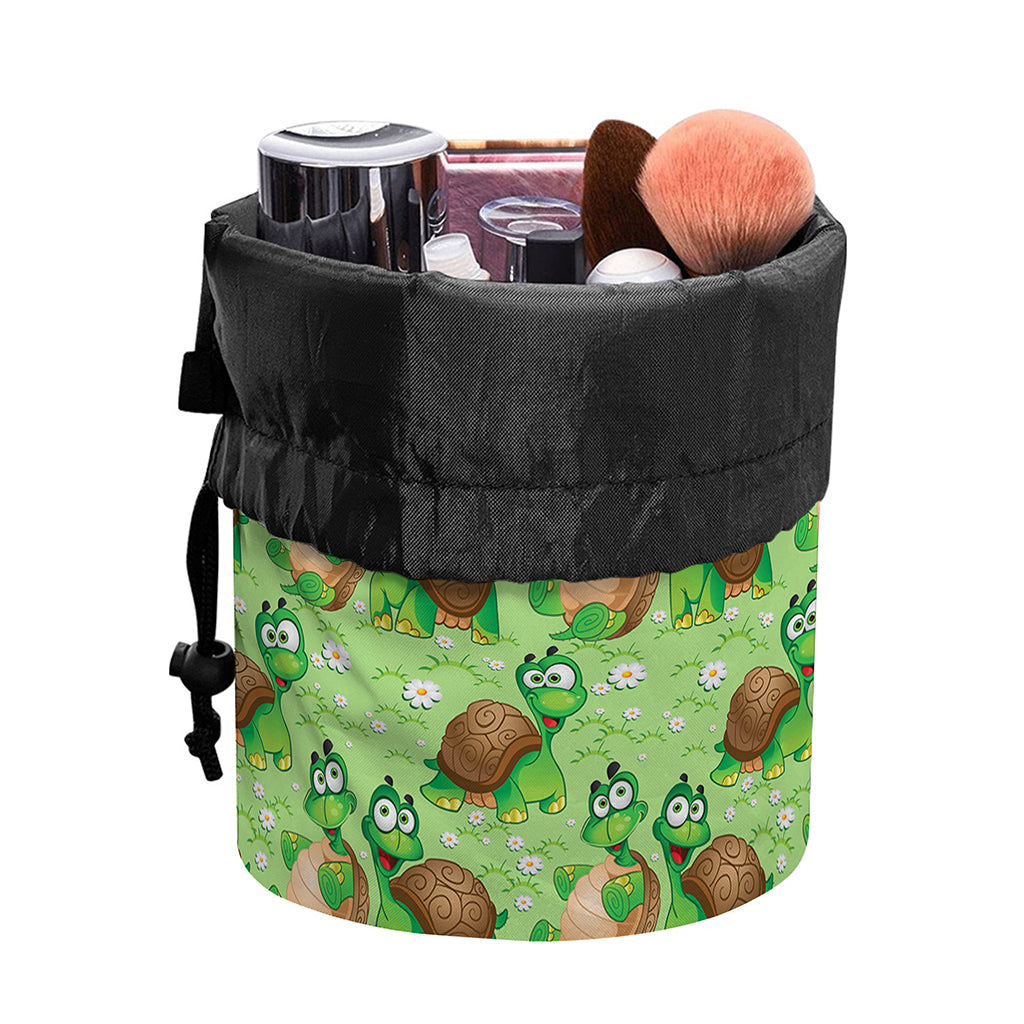 Cartoon Turtle Pattern Print Drawstring Makeup Bag