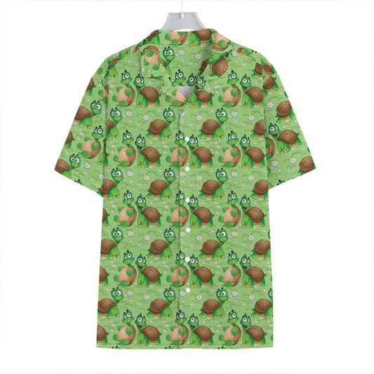 Cartoon Turtle Pattern Print Hawaiian Shirt
