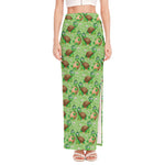 Cartoon Turtle Pattern Print High Slit Maxi Skirt
