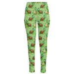 Cartoon Turtle Pattern Print High-Waisted Pocket Leggings
