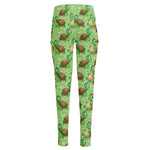Cartoon Turtle Pattern Print High-Waisted Pocket Leggings