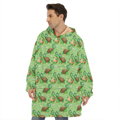 Cartoon Turtle Pattern Print Hoodie Blanket