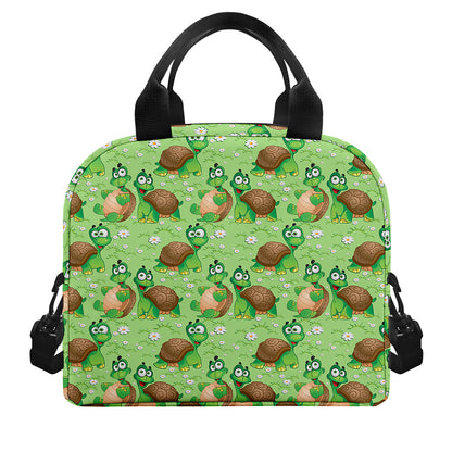 Cartoon Turtle Pattern Print Insulated Lunch Bag