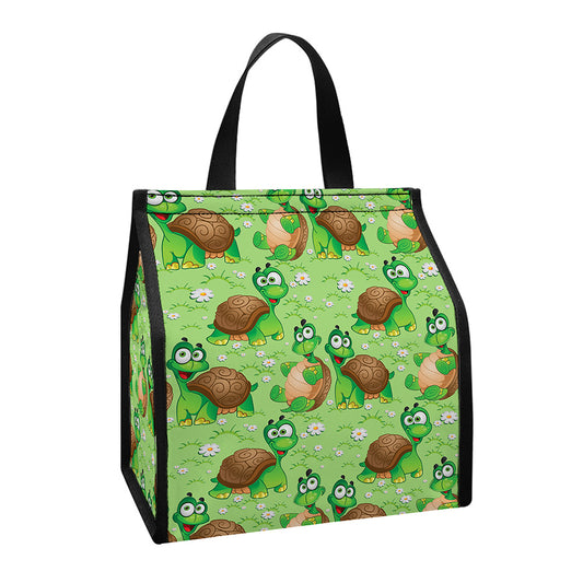 Cartoon Turtle Pattern Print Insulated Lunch Tote