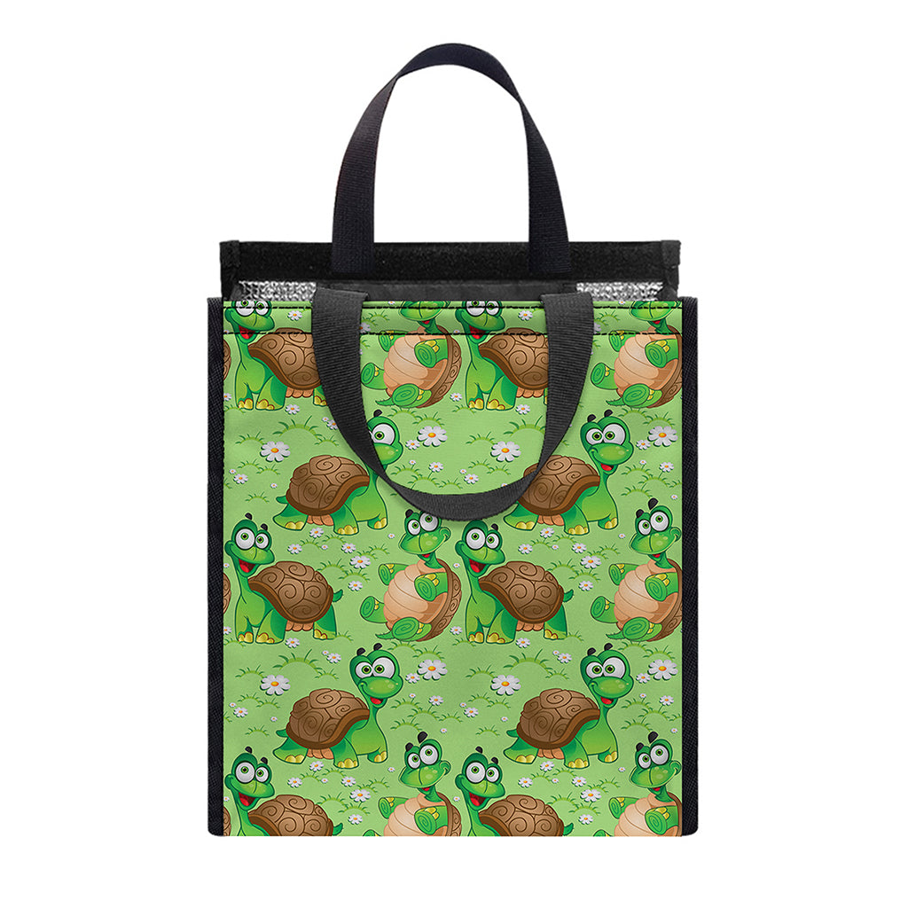 Cartoon Turtle Pattern Print Insulated Lunch Tote