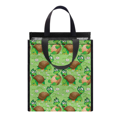 Cartoon Turtle Pattern Print Insulated Lunch Tote