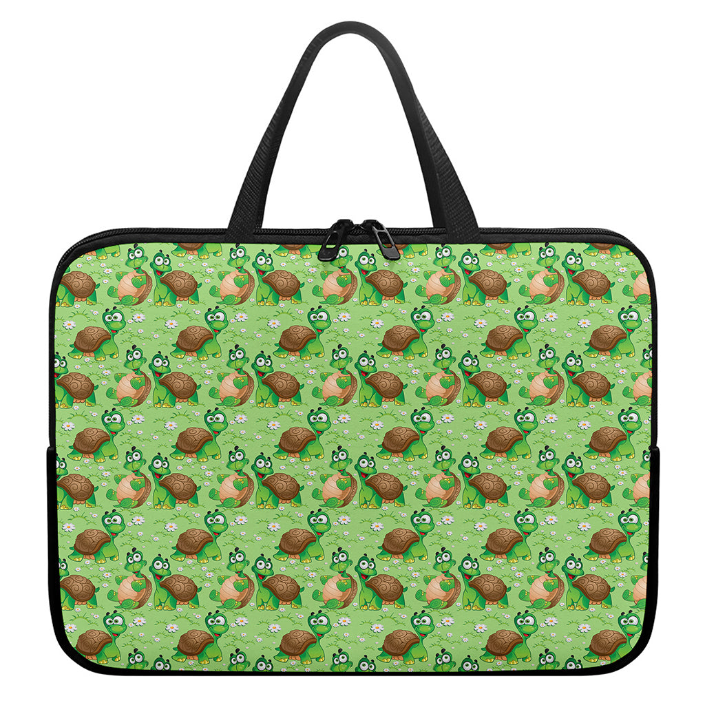 Cartoon Turtle Pattern Print Laptop Sleeve With Handle
