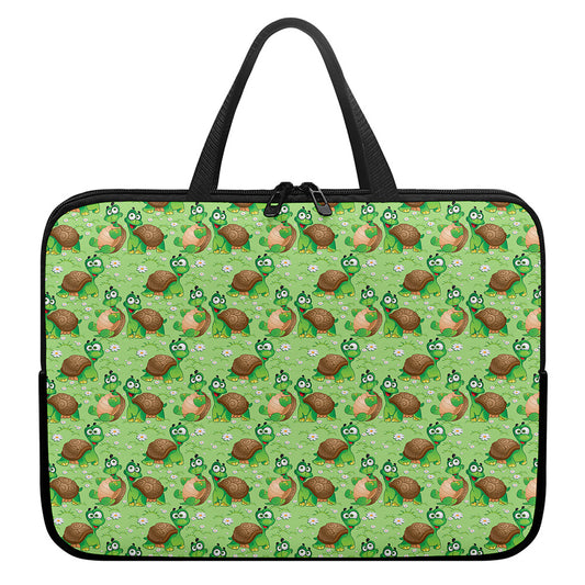 Cartoon Turtle Pattern Print Laptop Sleeve With Handle