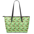 Cartoon Turtle Pattern Print Leather Tote Bag With Zipper