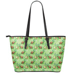 Cartoon Turtle Pattern Print Leather Tote Bag