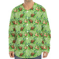 Cartoon Turtle Pattern Print Long Sleeve Baseball Jersey
