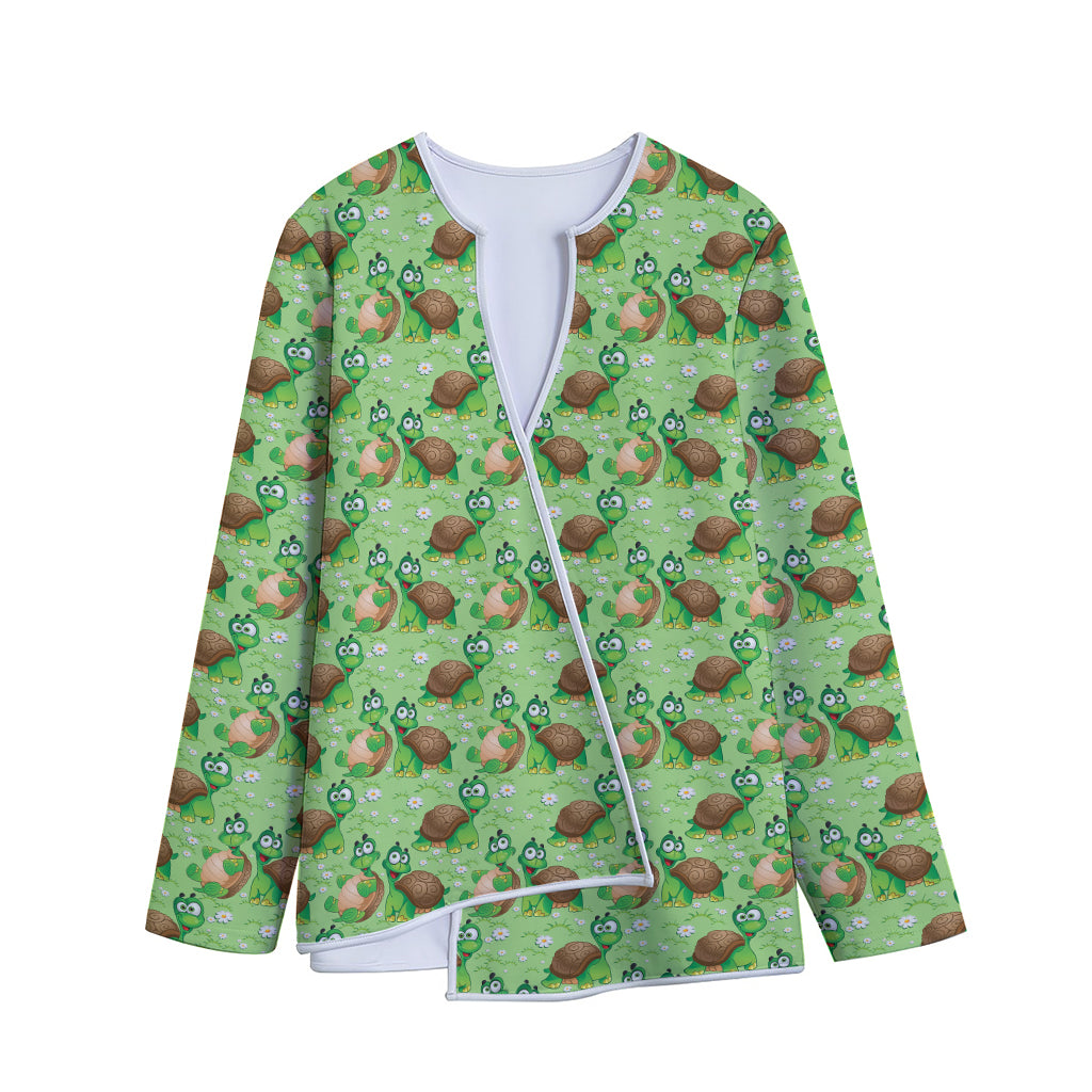 Cartoon Turtle Pattern Print Long Sleeve Short Coat