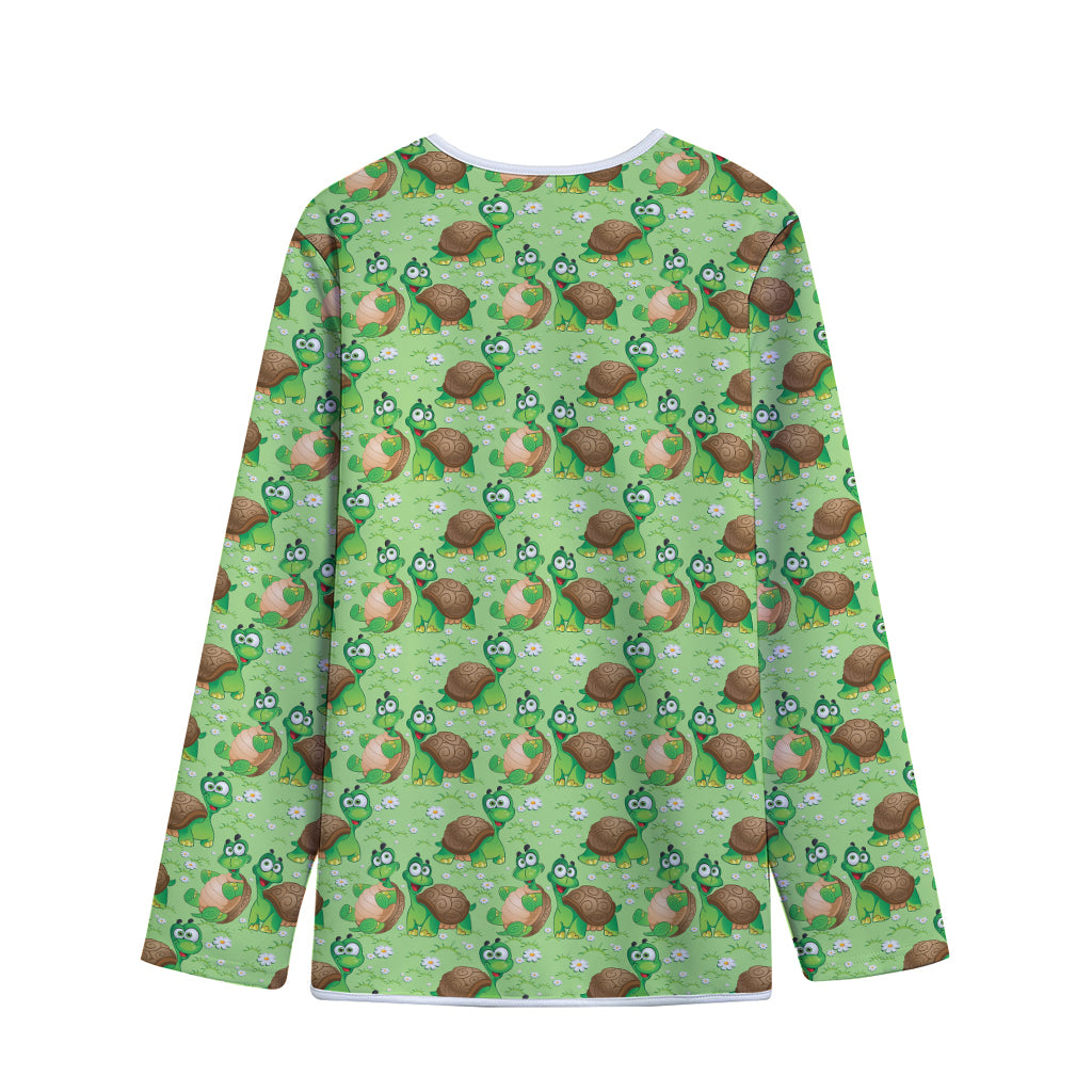 Cartoon Turtle Pattern Print Long Sleeve Short Coat