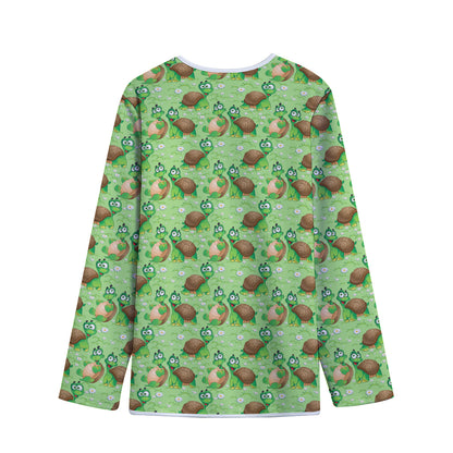 Cartoon Turtle Pattern Print Long Sleeve Short Coat