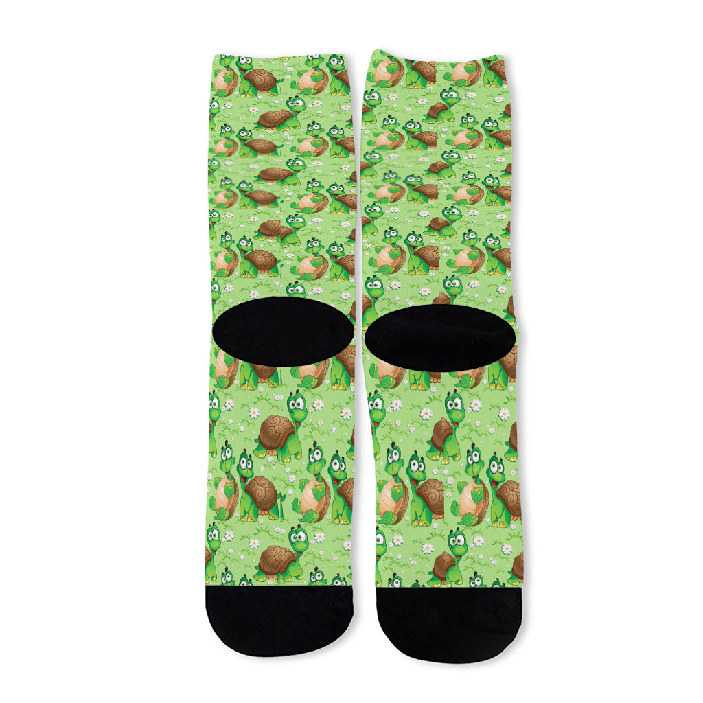 Cartoon Turtle Pattern Print Long Socks