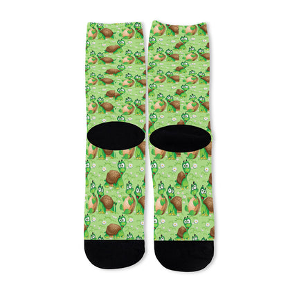 Cartoon Turtle Pattern Print Long Socks