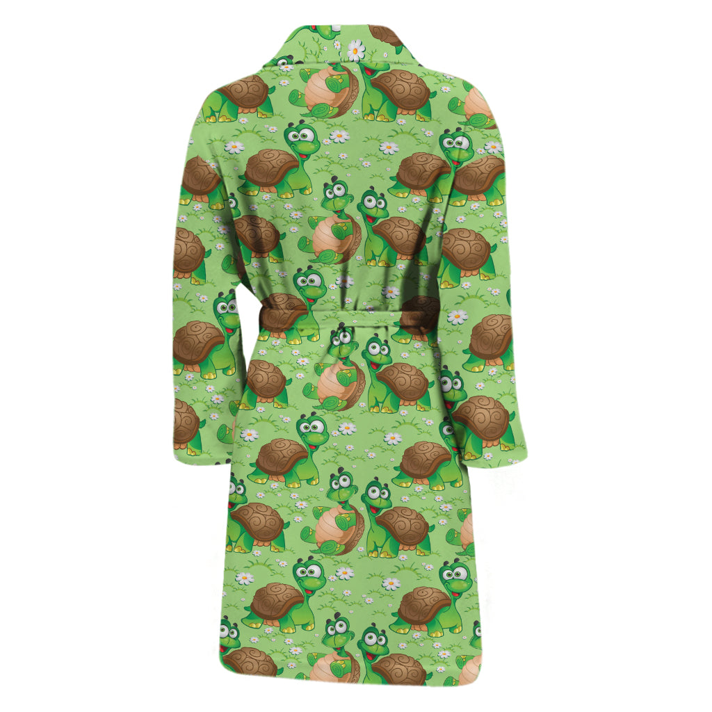 Cartoon Turtle Pattern Print Men's Bathrobe