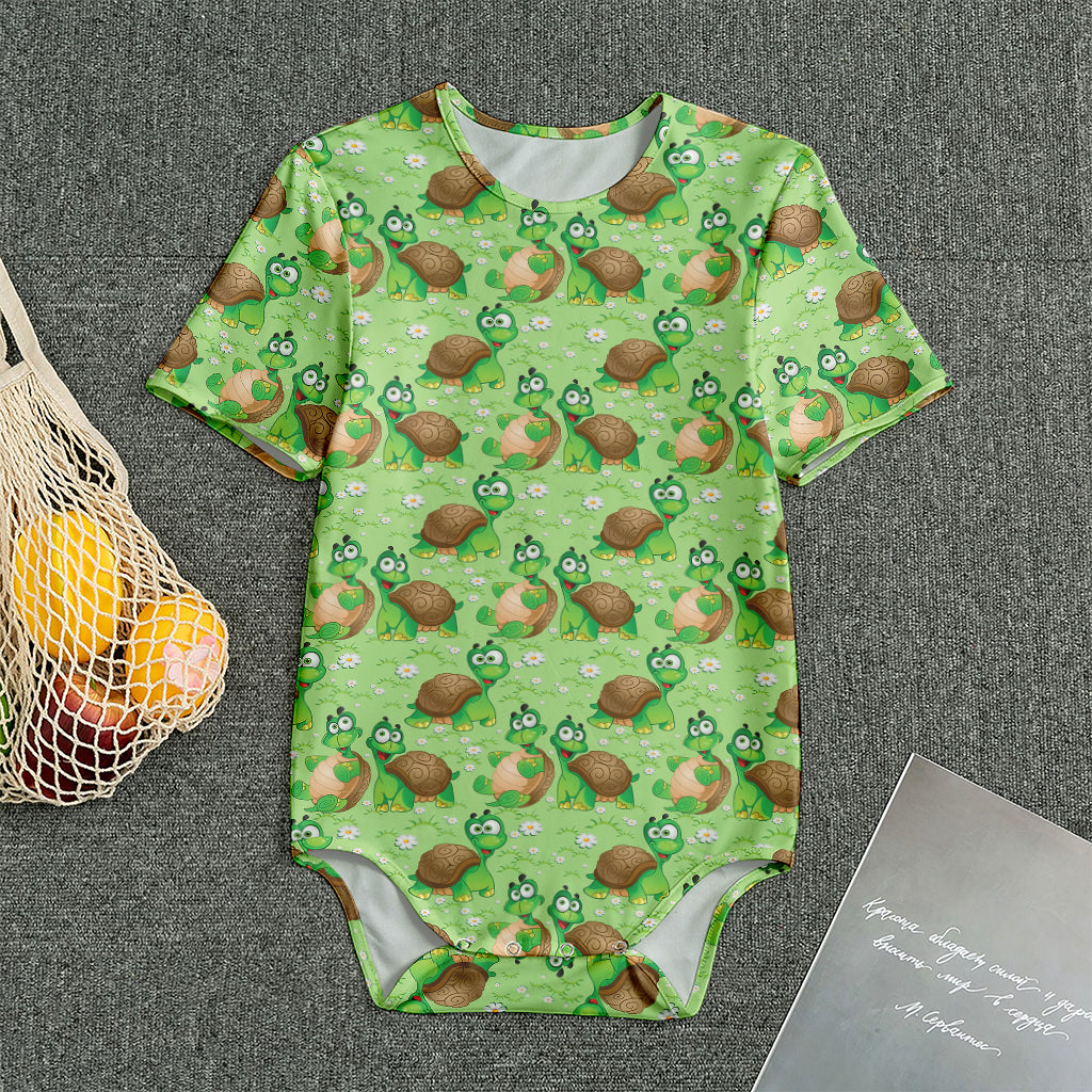 Cartoon Turtle Pattern Print Men's Bodysuit