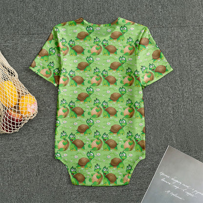Cartoon Turtle Pattern Print Men's Bodysuit