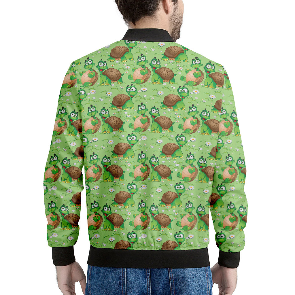 Cartoon Turtle Pattern Print Men's Bomber Jacket