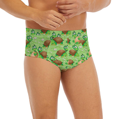 Cartoon Turtle Pattern Print Men's Briefs