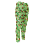 Cartoon Turtle Pattern Print Men's Compression Pants