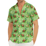 Cartoon Turtle Pattern Print Men's Deep V-Neck Shirt