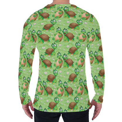 Cartoon Turtle Pattern Print Men's Long Sleeve T-Shirt