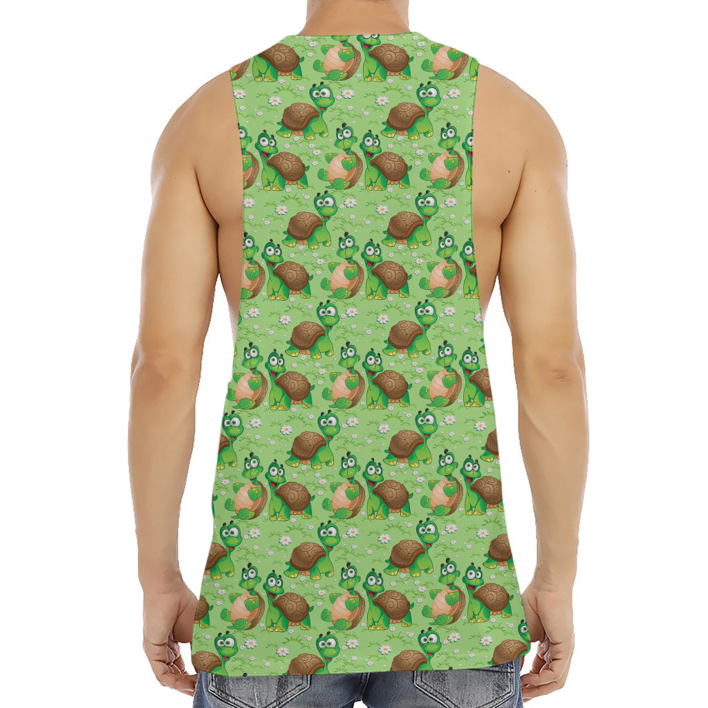 Cartoon Turtle Pattern Print Men's Muscle Tank Top