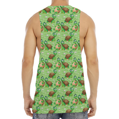Cartoon Turtle Pattern Print Men's Muscle Tank Top
