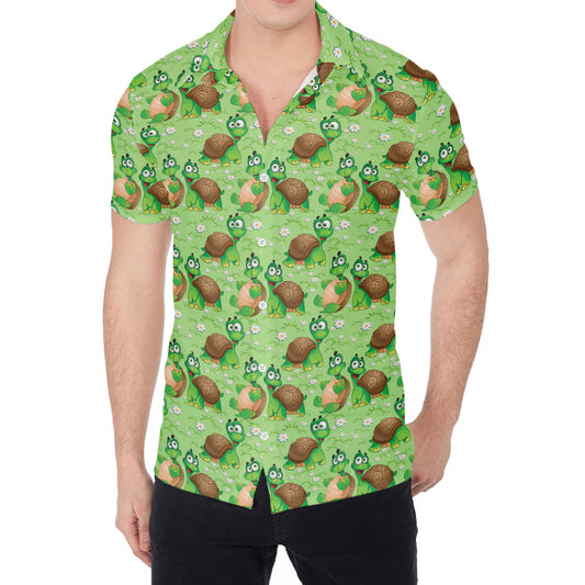 Cartoon Turtle Pattern Print Men's Shirt