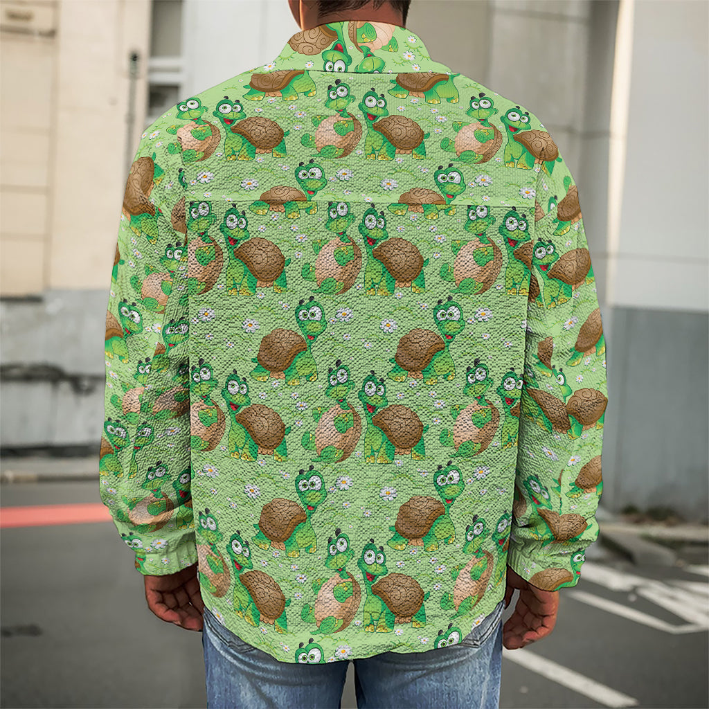 Cartoon Turtle Pattern Print Men's Shirt Jacket