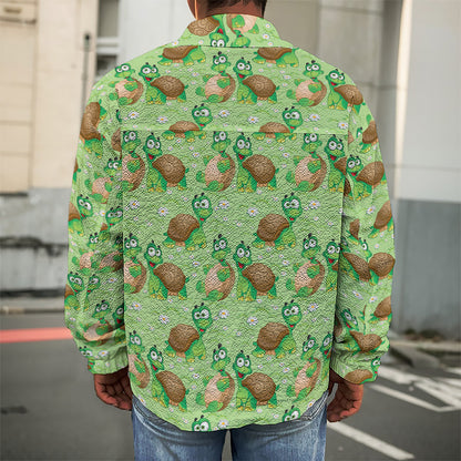 Cartoon Turtle Pattern Print Men's Shirt Jacket